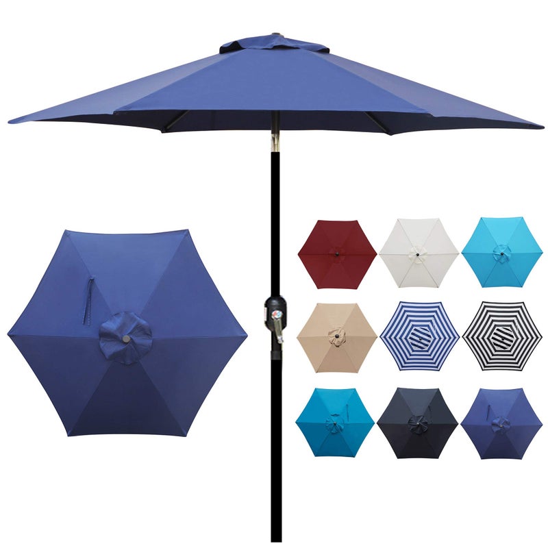 Blissun 7.5 ft Patio Umbrella, Yard Umbrella, Outdoor Market Umbrella with Push Button Tilt Crank (Navy Blue) - Image 4