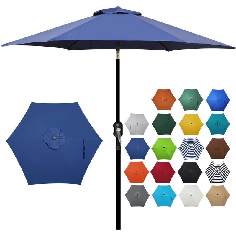 Blissun 7.5 ft Patio Umbrella, Yard Umbrella, Outdoor Market Umbrella with Push Button Tilt Crank (Navy Blue) - Image 1