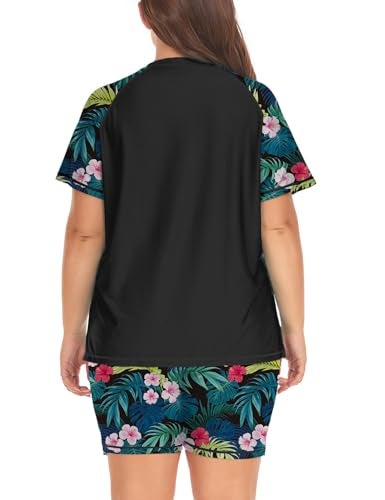 Inno Women's Plus Size 2 Piece Rash Guard Swimsuits Short Sleeve with Boyshorts UPF 50+ Surfing Swimwear 1X 2X 3X 4X 5X 6X - Image 5