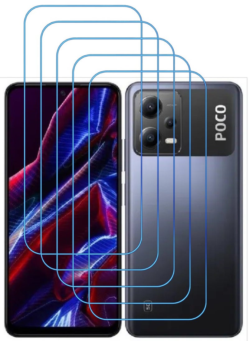 ACLIX 5 Pieces Antistatic ESD Dustproof Premium Quality High Definition Clear Tempered Glass Screen Protector Designed For Xiaomi Poco X5 - Image 1