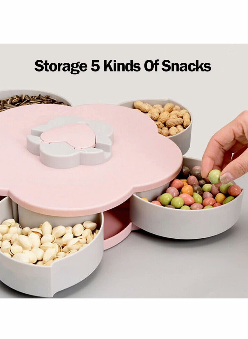 Rotating Flower Snack Dish for Dried Fruits and Treats , Plastic Storage Tray for Home and Events - Image 3