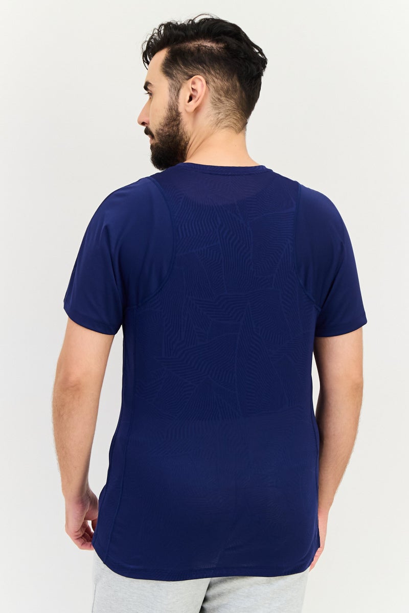 asics تي شيرت تدريب قصير الأكمام للرجال، رياضي، أزرق داكن - Image 2