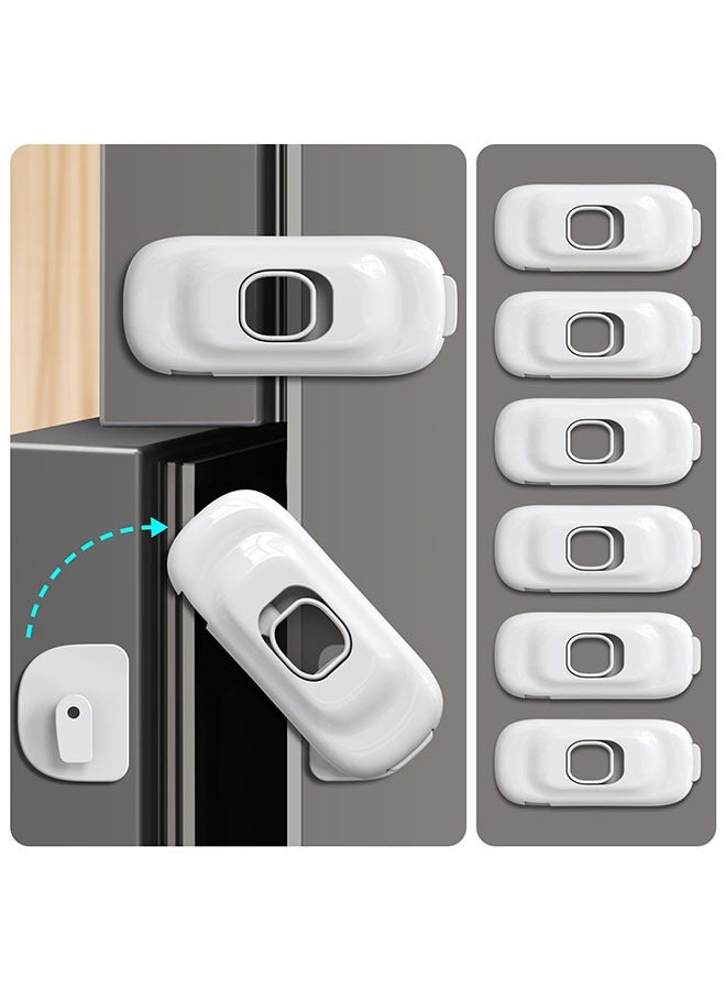6 PACK Child Safety Strap Locks, Cabinet Fridge Locks, Baby Proofing, Childproof Latches with Adhesive for Drawer Cupboards Closet and Pantry Door, Baby Child Safety Refrigerator Locks with Strong 3M Adhesive Pad - Image 1