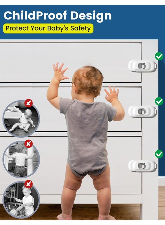 6 PACK Child Safety Strap Locks, Cabinet Fridge Locks, Baby Proofing, Childproof Latches with Adhesive for Drawer Cupboards Closet and Pantry Door, Baby Child Safety Refrigerator Locks with Strong 3M Adhesive Pad - Image 3