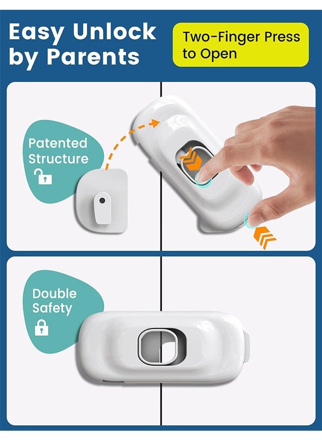 6 PACK Child Safety Strap Locks, Cabinet Fridge Locks, Baby Proofing, Childproof Latches with Adhesive for Drawer Cupboards Closet and Pantry Door, Baby Child Safety Refrigerator Locks with Strong 3M Adhesive Pad - Image 4