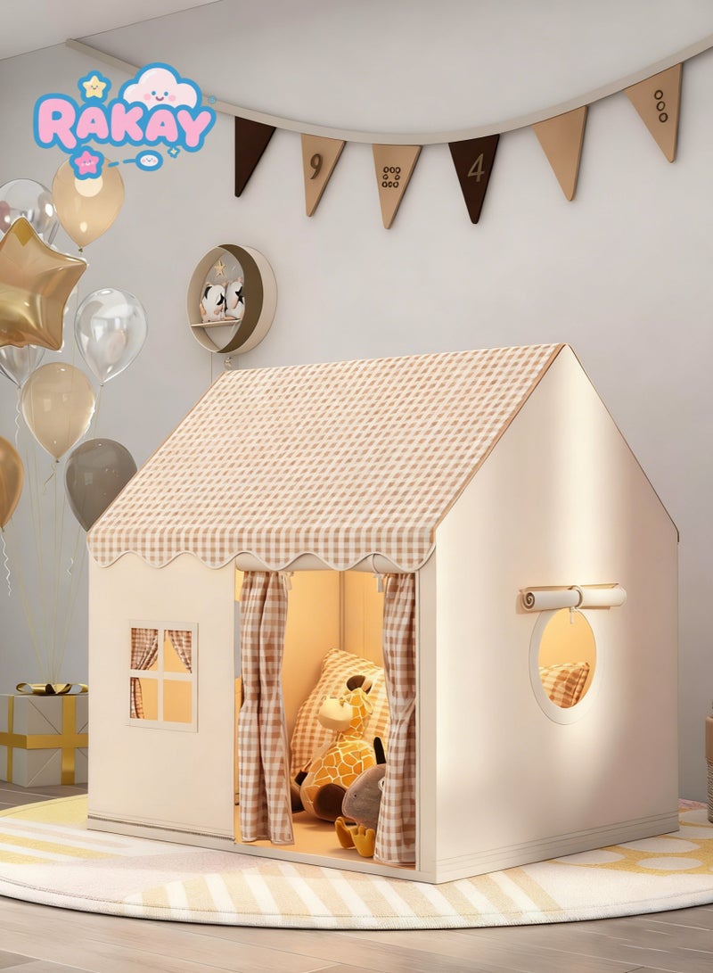 RAKAY Children's play tent with windows, size 130x105x120cm, portable Kids tent, suitable for indoor and outdoor castle playhouse, easy to set up and fold, provides ample play space, children's birthday gift, suitable for kids aged 3-12 - Image 1
