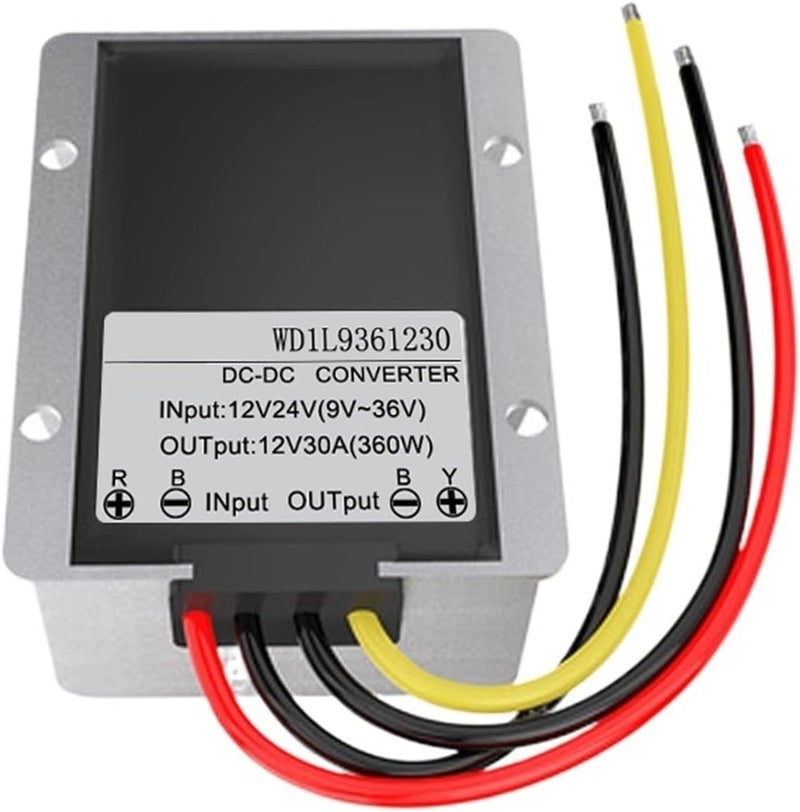 12V Stabilizer 9-36V to 12V 15A 20A 25A 30A Boost Converter 12V to 12V 30A 360W Power IP68 Waterproof Model(30A) - Image 1