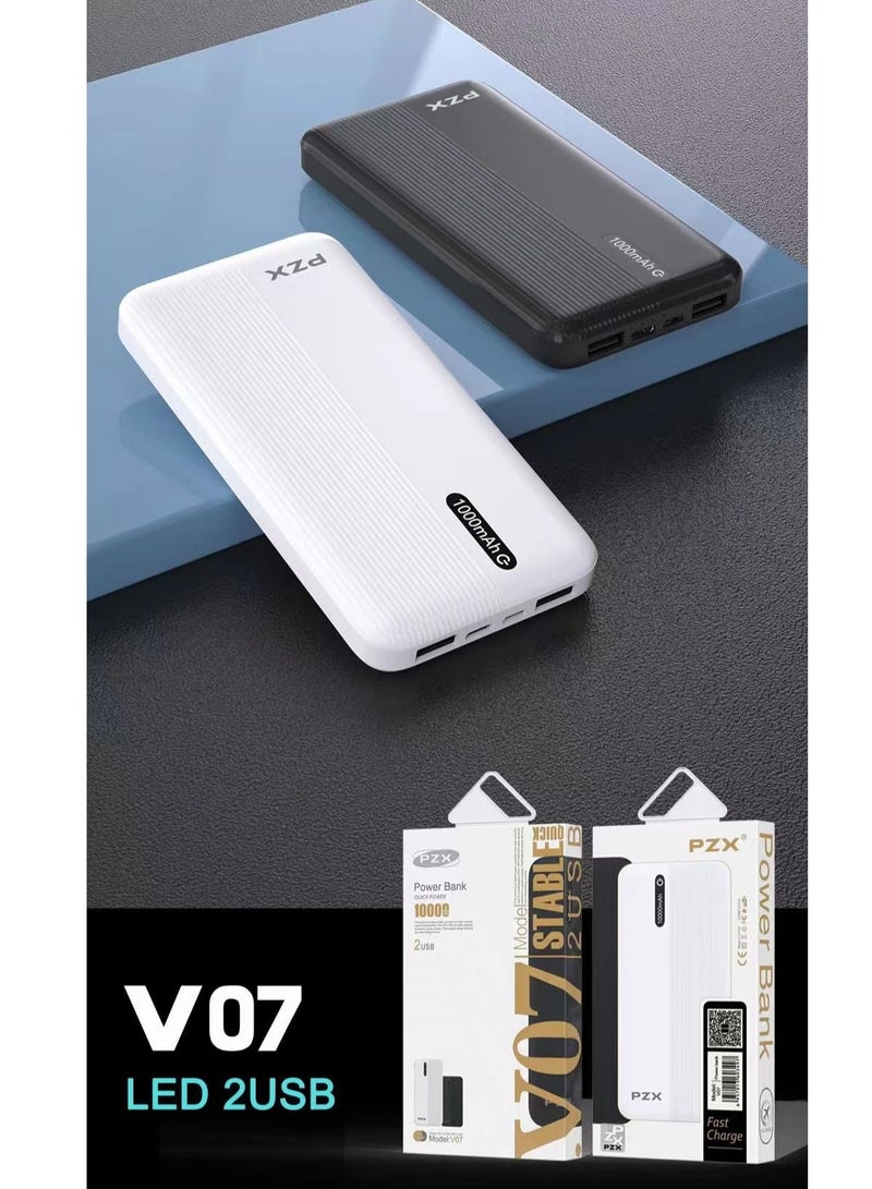 PZX Power Bank 10000mAh 2USB Black/White - Image 1