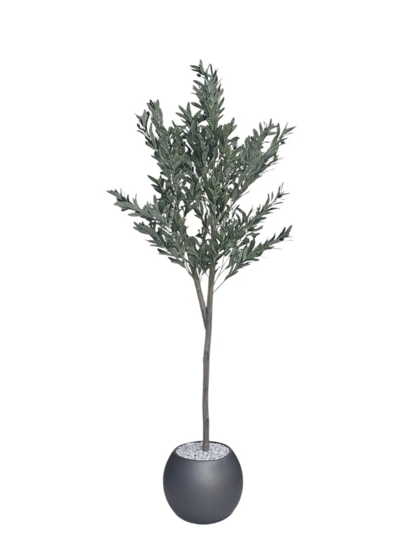 AL KHALDIYA - Fruitful olive tree with a large gray pot, with an attractive design, make your home more elegant, 180 cm - Image 1