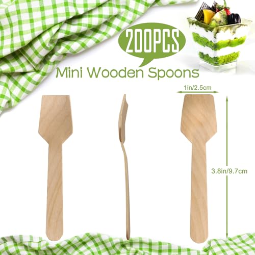 TANGTEA 200 Pcs Wooden Ice Cream Spoons - 3.8 Inch Disposable Natural Birchwood Mini Wooden Spoons for Hot or Cold Tasting, Desserts, and Sampling, Idea for Baby Shower, Party Supplies - Image 2