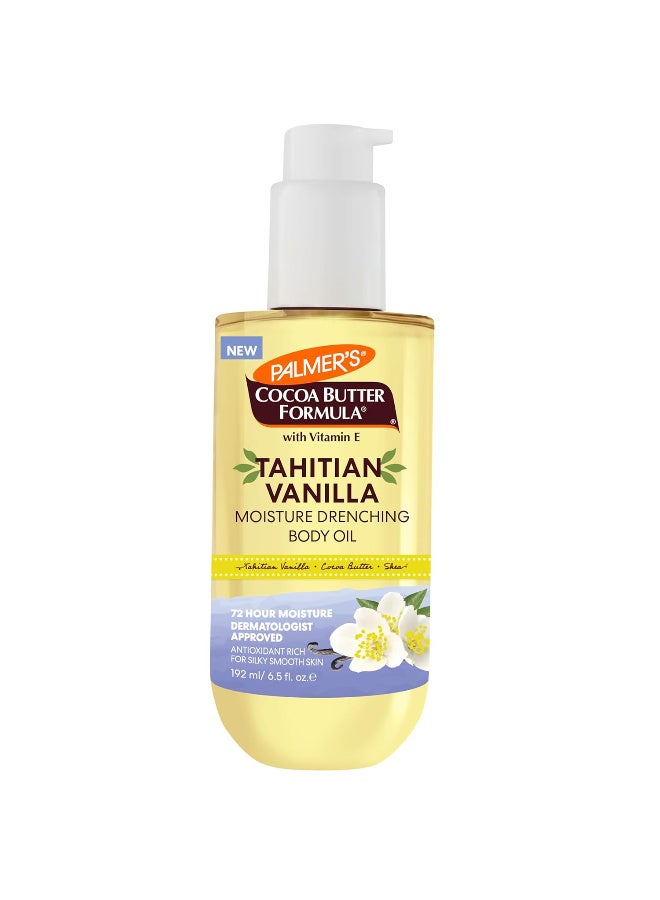 PALMER'S Cocoa Butter Formula Body Oil, Moisture Drenching Tahitian Vanilla, 6.5 Oz, 72Hr Hydration with Shea Butter & Vitamin E for Softer Skin, Protects & Soothes Dryness, Dermatologist Approved - Image 1