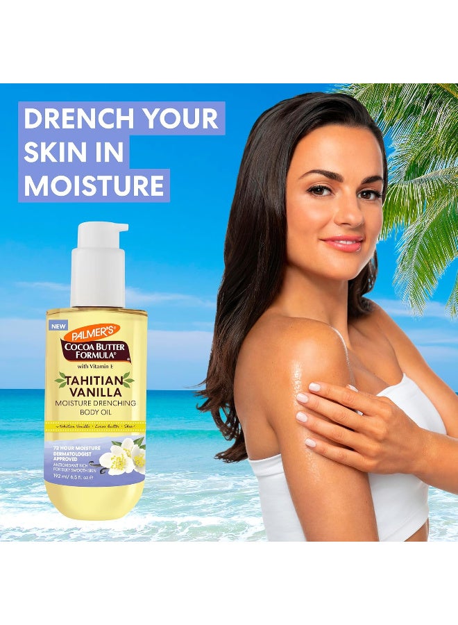 PALMER'S Cocoa Butter Formula Body Oil, Moisture Drenching Tahitian Vanilla, 6.5 Oz, 72Hr Hydration with Shea Butter & Vitamin E for Softer Skin, Protects & Soothes Dryness, Dermatologist Approved - Image 2