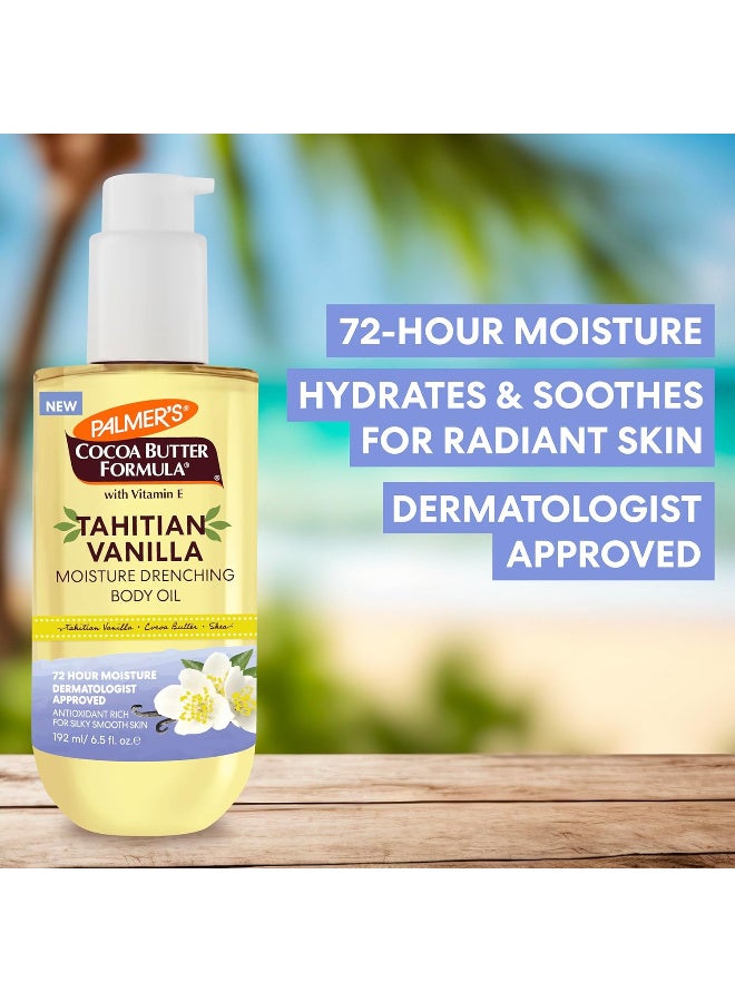PALMER'S Cocoa Butter Formula Body Oil, Moisture Drenching Tahitian Vanilla, 6.5 Oz, 72Hr Hydration with Shea Butter & Vitamin E for Softer Skin, Protects & Soothes Dryness, Dermatologist Approved - Image 3