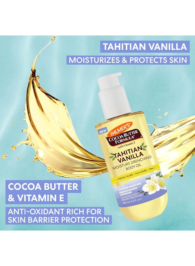 PALMER'S Cocoa Butter Formula Body Oil, Moisture Drenching Tahitian Vanilla, 6.5 Oz, 72Hr Hydration with Shea Butter & Vitamin E for Softer Skin, Protects & Soothes Dryness, Dermatologist Approved - Image 5