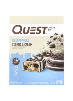 QUEST NUTRITION Quest Nutrition, Protein Bar, Dipped, Cookies & Cream, 4 Bars, 1.76 oz (50 g) Each 