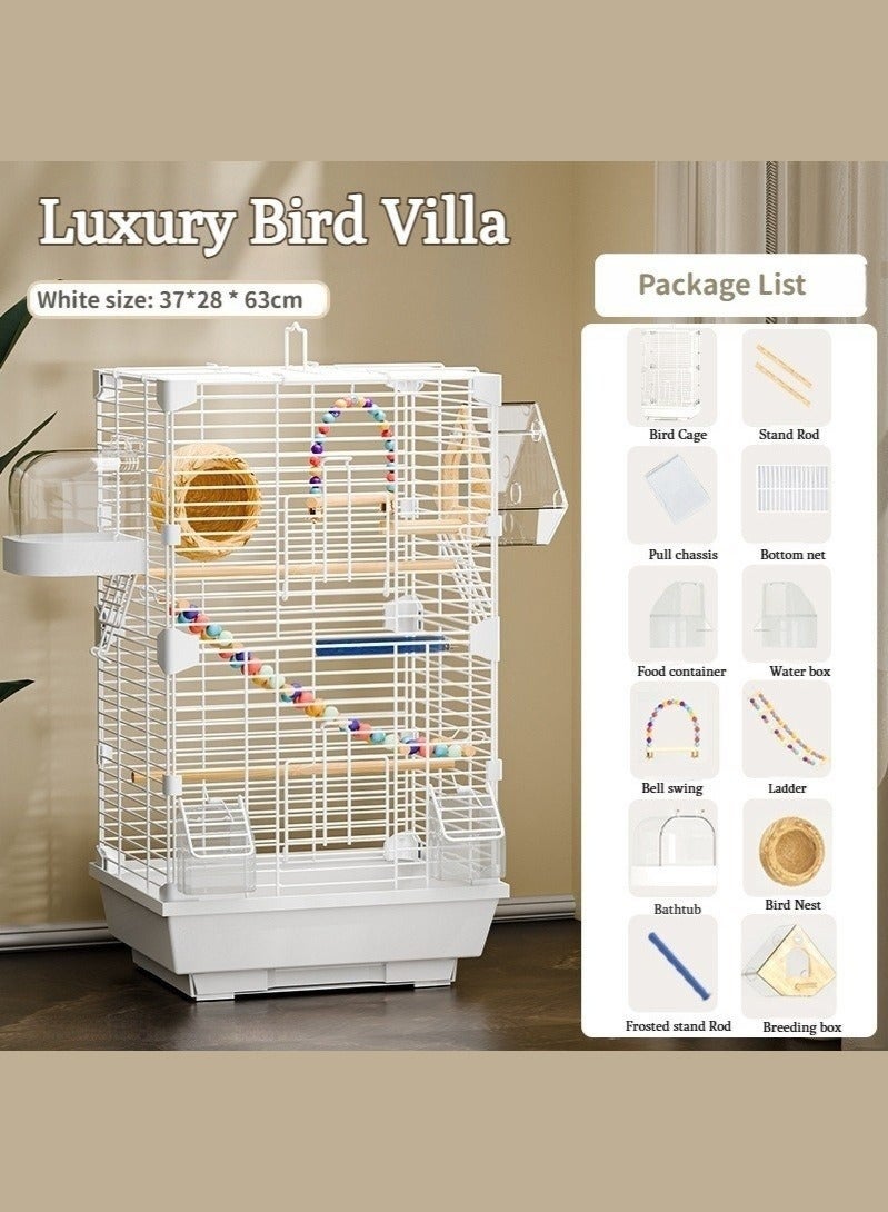 WALALLA Spacious Metal Aviary Mansion Oversized Bird Cage with Stand, Swing, Frosted Perches, Bath Tub, Nest Box, Transparent Breeding Cage, Feeder Bowls  Complete Accessories,for Parrots, Canaries Cockatiels Lovebirds - Image 1