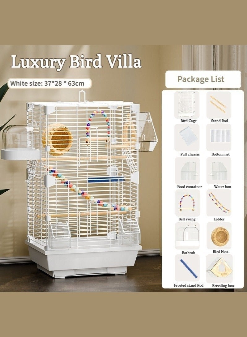 WALALLA Spacious Metal Aviary Mansion Oversized Bird Cage with Stand, Swing, Frosted Perches, Bath Tub, Nest Box, Transparent Breeding Cage, Feeder Bowls  Complete Accessories,for Parrots, Canaries Cockatiels Lovebirds - Image 3