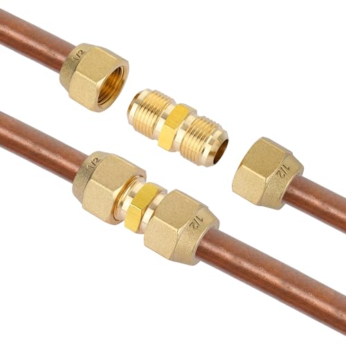 A.I.FORCE 2Packs 3/4" Brass Pipe Extension Joint Connectors, Free Welding AC Pipe Connectors with HVAC Flare Nuts, Copper Flare Fittings, Air Conditioning Pipe Coupling Adapters for Butt Copper Tube (19.05mm) - Image 3