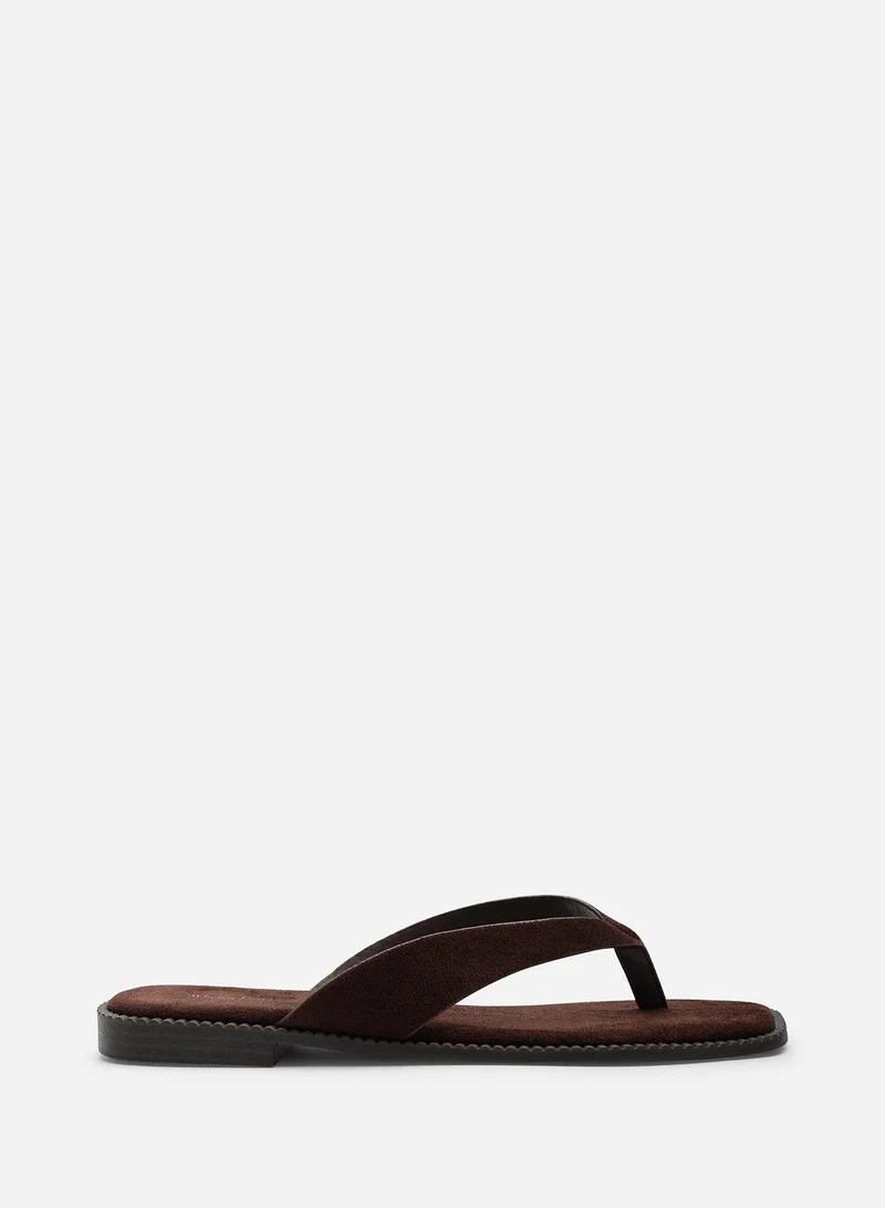 Where's That From Lirena Square Toe Dark Brown Suede Flip Flop Sandal
