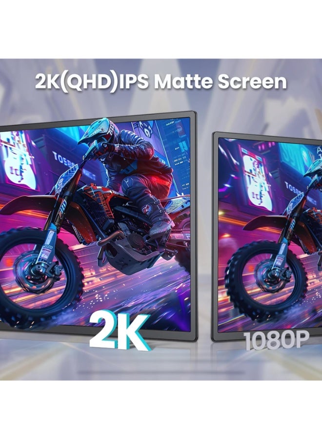 V2COM 23.8" 2K 180Hz Portable Monitor, QHD 2560x1440 IPS 120% sRGB FreeSync HDR Gaming Display, USB-C HDMI, Adjustable Tilt & Height, VESA Mount, Second Screen for Laptop, PS5, Xbox, Switch - Image 2