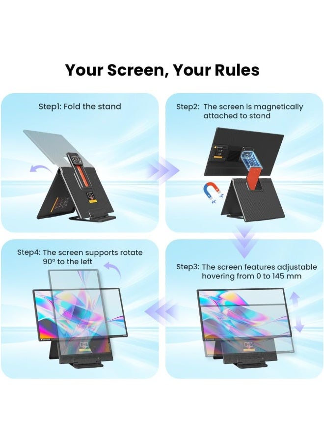 V2COM 23.8" 2K 180Hz Portable Monitor, QHD 2560x1440 IPS 120% sRGB FreeSync HDR Gaming Display, USB-C HDMI, Adjustable Tilt & Height, VESA Mount, Second Screen for Laptop, PS5, Xbox, Switch - Image 3