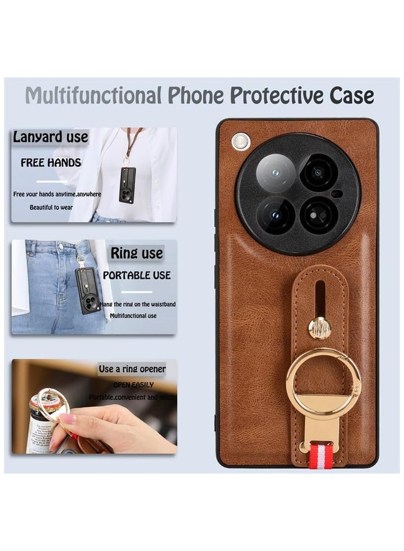 General Compatible with Infinix Zero 40 Case with Ring Holder & Hand Straps & Neck Straps Scratch-Resistant Skin-Friendly Leather Protective Cover Case  - Image 2