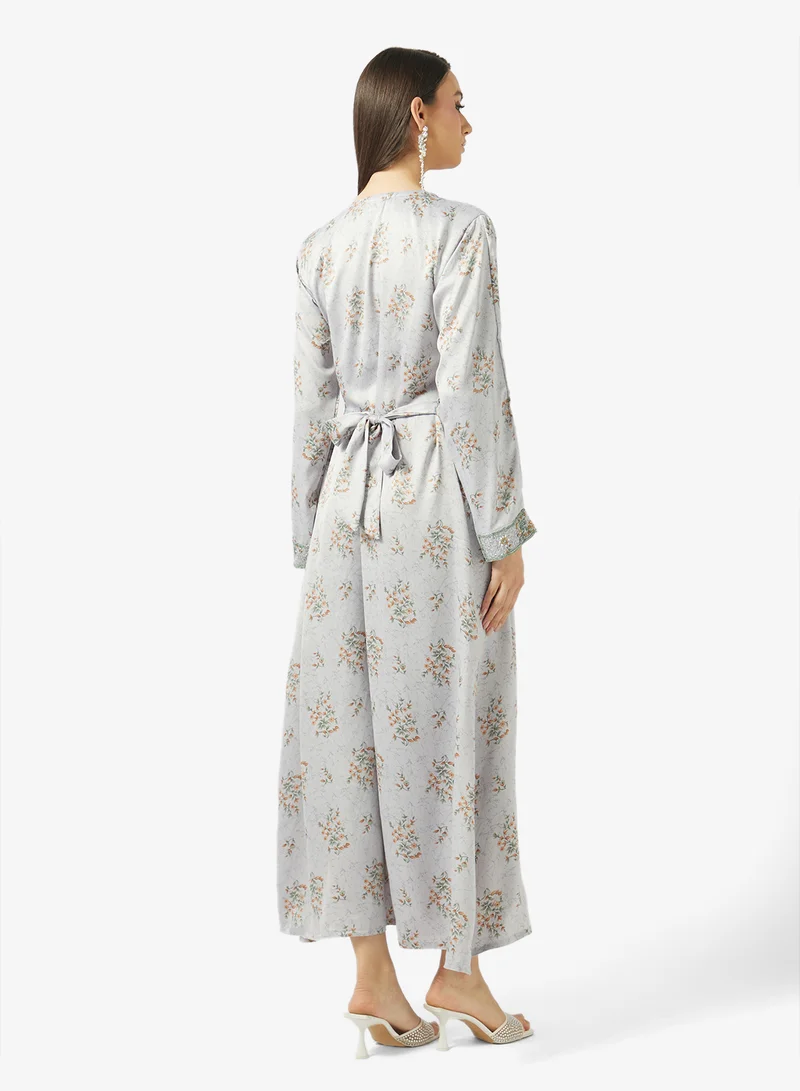 ARABIAN CLOSET Embellished Belted Jalabiya