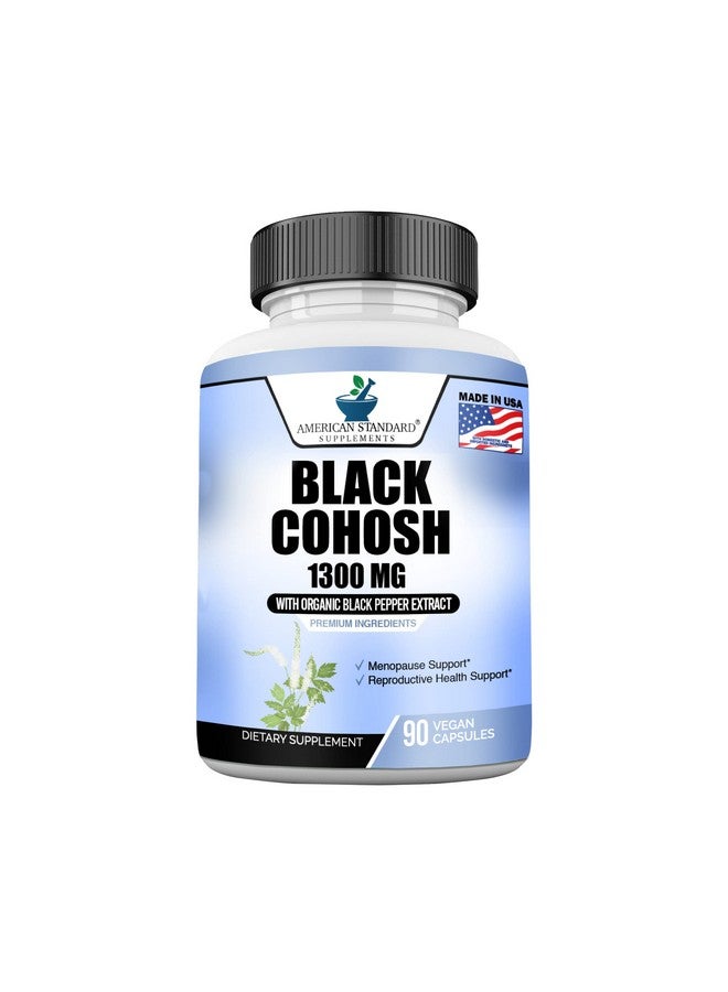 American Standard Supplements كوهوش الأسود 1300 ملغ - كوهوش الأسود العضوي مع مستخلص الفلفل الأسود العضوي لسن اليأس - جذر كوهوش الأسود - كبسولات كوهوش الأسود - أقراص كوهوش الأسود - عشب كوهوش الأسود - 90 كبسولة نباتية - Image 2