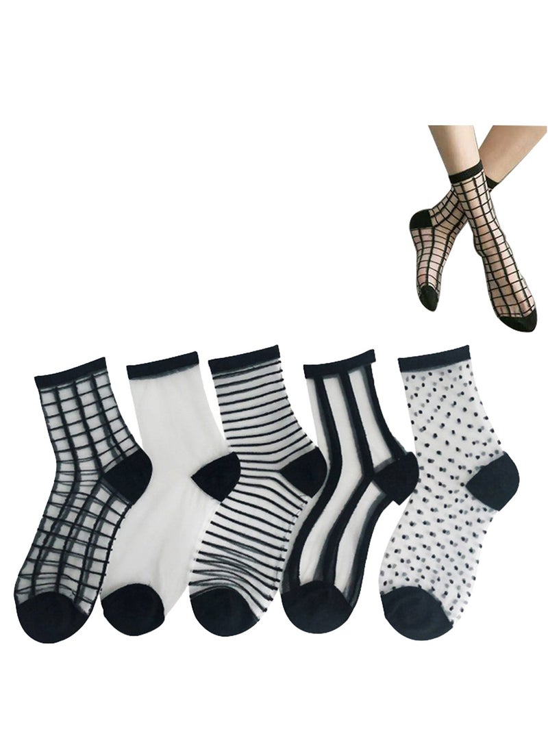 Women Sheer Socks,Transparent Stretch Elasticity Ankle Cool Socks, 5 Pairs - Image 1