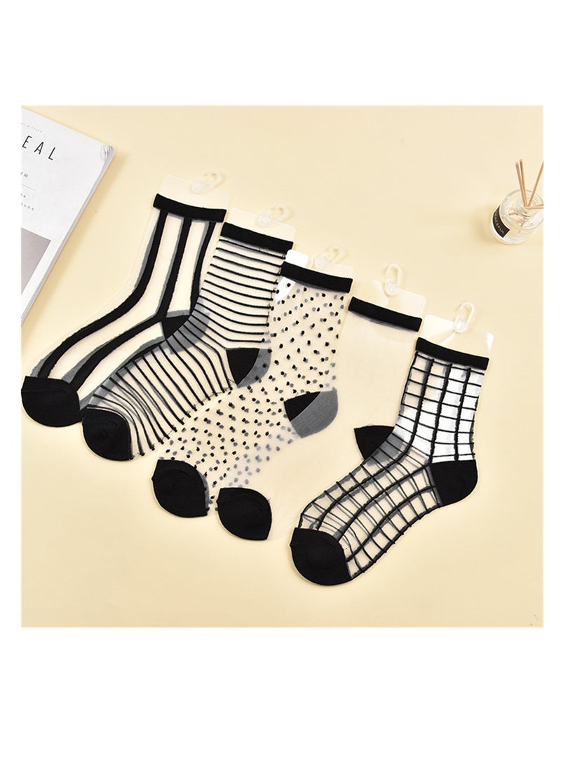 Women Sheer Socks,Transparent Stretch Elasticity Ankle Cool Socks, 5 Pairs - Image 2