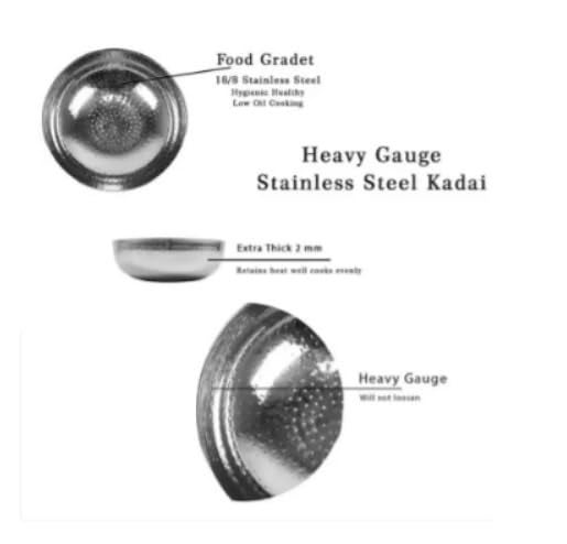 KARVA GROUP Mathar Tasla - (1.2litre) | Kadai Without Handle | Tasla kadhai for Kitchen | Kadai for Cooking/Deep-Frying | Stainless Steel Tasla | Cookware Kadai for Kitchen, Home - Image 4