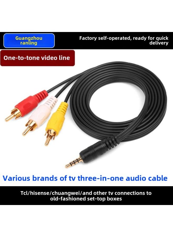 Generic - Av Line 3.5mm One-three TV Video Cable Set-top Box Power Amplifier Audio DVD Speaker Conversion Line-Color:For Set-top Box 18mm Head  Please Purchase A Dedicated Cable For Brand Tvs - Image 1