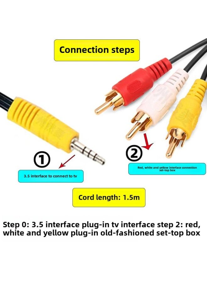 Generic - Av Line 3.5mm One-three TV Video Cable Set-top Box Power Amplifier Audio DVD Speaker Conversion Line-Color:For Set-top Box 18mm Head  Please Purchase A Dedicated Cable For Brand Tvs - Image 1