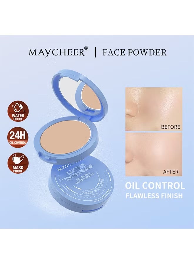 MAYCHEER Lasting Waterproof Oil Control Mate Flawless，Pressed Powder Compact, Oil Control Brighten Skin Color Face Powder, Whitening Highlighting Face Makeup Tools for Women Girls -#02 NATURAL BEIGE - Image 4