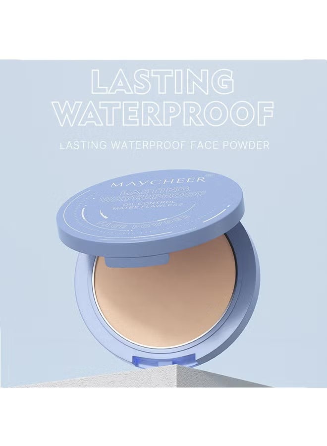 MAYCHEER Lasting Waterproof Oil Control Mate Flawless，Pressed Powder Compact, Oil Control Brighten Skin Color Face Powder, Whitening Highlighting Face Makeup Tools for Women Girls -#02 NATURAL BEIGE - Image 5