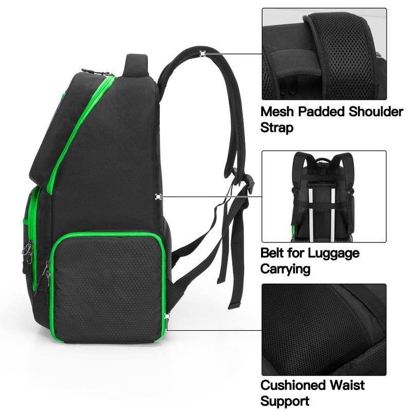 Trunab Travel Backpack Compatible with Xbox Series X Carrying Case Game Storage Bag with 2 Inner Spaces for Xbox X/S Console, Multiple Pockets for 15.6â€ Laptop and Other Gaming Accessories, Black - Image 3