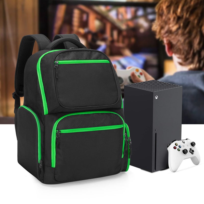 Trunab Travel Backpack Compatible with Xbox Series X Carrying Case Game Storage Bag with 2 Inner Spaces for Xbox X/S Console, Multiple Pockets for 15.6â€ Laptop and Other Gaming Accessories, Black - Image 5