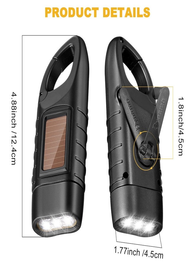 مادر مجموعة من 4 مصابيح يدوية تعمل بالطاقة الشمسية من Mudder مزودة بمقبض يدوي، قابلة لإعادة الشحن في حالات الطوارئ، مصباح يدوي ذاتي الشحن، للمشي لمسافات طويلة، حقيبة ظهر للتخييم، حقيبة أمان للطوارئ (أصفر، أسود) - Image 2