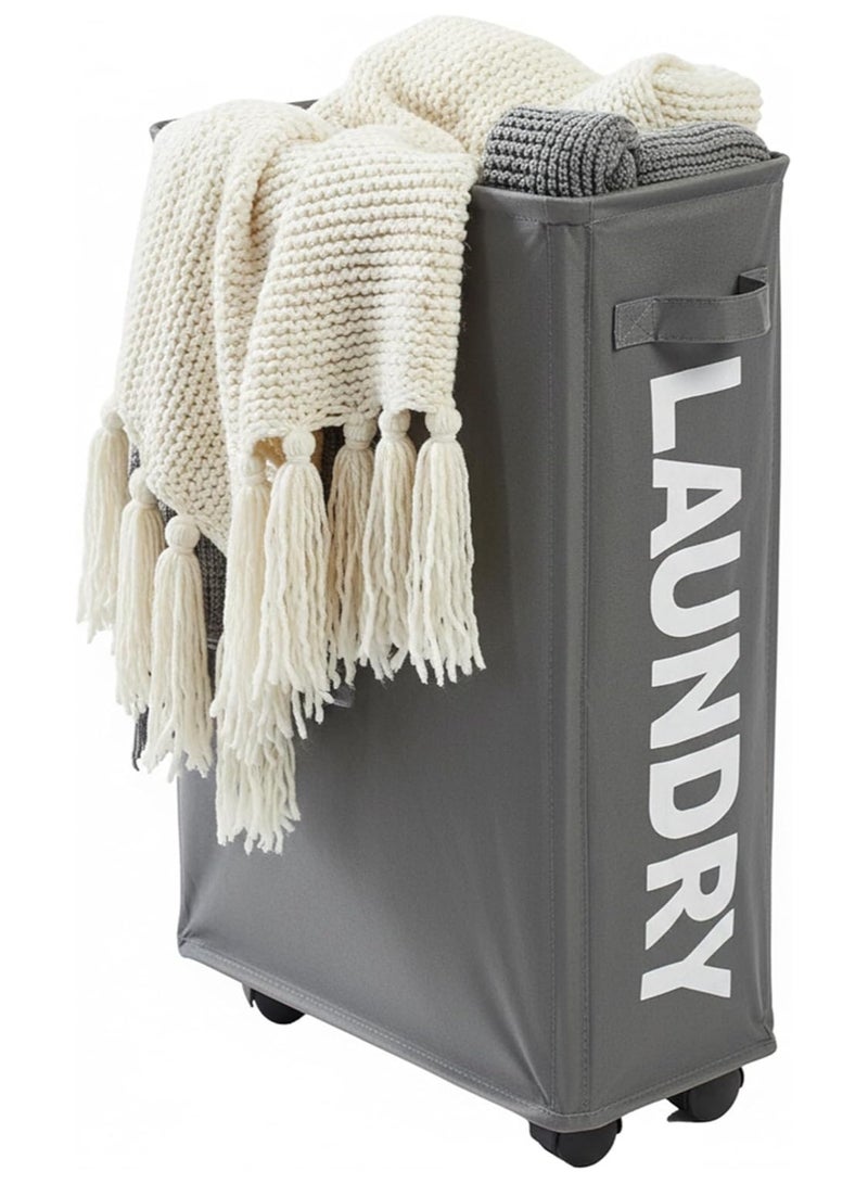 Homify Foldable Laundry Basket with Wheels, Waterproof Laundry Hamper with Handle, Collapsible Laundry Basket Small, Portable Storage Bin for Clothes Toys & Towels - Image 1