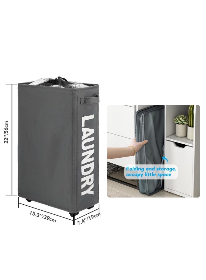 Homify Foldable Laundry Basket with Wheels, Waterproof Laundry Bag with Handle, Collapsible Clothes Basket Small, Portable Storage Bin for Clothes Toys & Towels - Image 4
