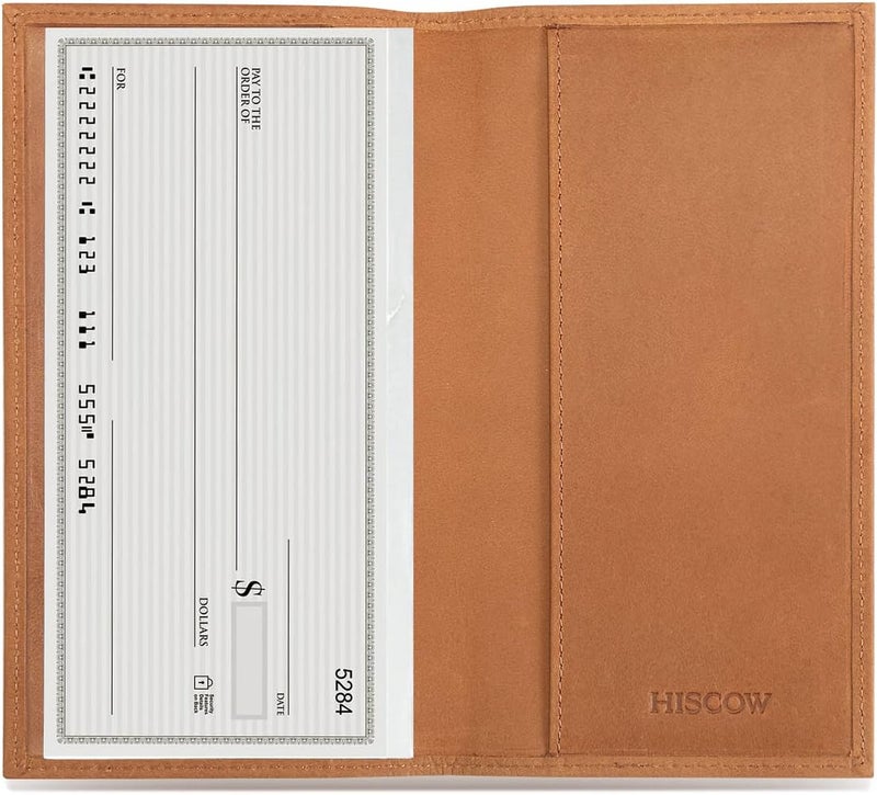 HISCOW Minimalist Checkbook Cover - Full Grain Leather - Image 1
