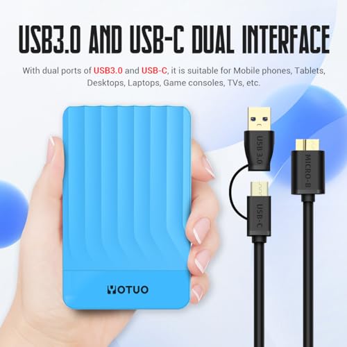 YOTUO Portable External Hard Drive Storage Expansion Mobile HDD USB 3.0 for PC, Mac, Desktop, Laptop, PS4, PS5, Xbox One X/S, Xbox 360, Xbox Series X/S, Office & Game (Blue, 1TB) - Image 5