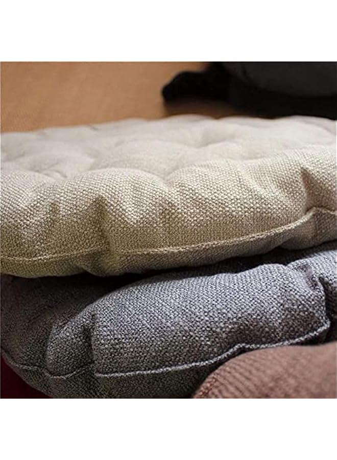 Japanese Round Futon,Large Linen Tatami Floor Pillow,Thicken Tufted Cotton Seat Cushion,Solid Color Floor Cushion,Yoga Meditation Cushion Balcony Outdoor(Size:65x65cm(26x26inch),Color:Light Gray)