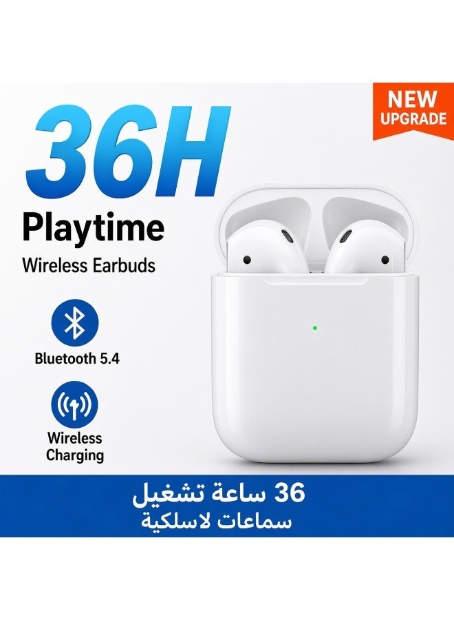 جليرو سماعات أذن لاسلكية، سماعات رأس بلوتوث، سماعات أذن لاسلكية مزودة بميكروفون، عمر بطارية يصل إلى 36 ساعة، صوت ستيريو عالي الدقة (Hi-Fi)، مقاومة للماء بمعيار IPX4 — مناسبة للتلفاز، الهواتف الذكية، الحواسيب المحمولة والمكتبية. - Image 1