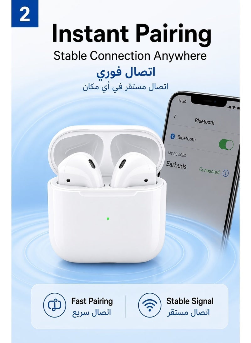 جليرو سماعات أذن لاسلكية، سماعات رأس بلوتوث، سماعات أذن لاسلكية مزودة بميكروفون، عمر بطارية يصل إلى 36 ساعة، صوت ستيريو عالي الدقة (Hi-Fi)، مقاومة للماء بمعيار IPX4 — مناسبة للتلفاز، الهواتف الذكية، الحواسيب المحمولة والمكتبية. - Image 3