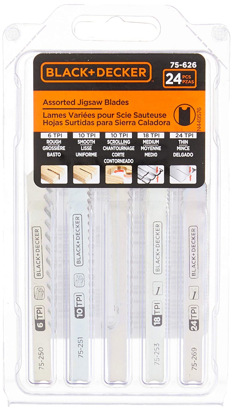 BLACK+DECKER Jigsaw Blades Set, Assorted, Wood and Metal, 24-Pack (75-626) - Image 2