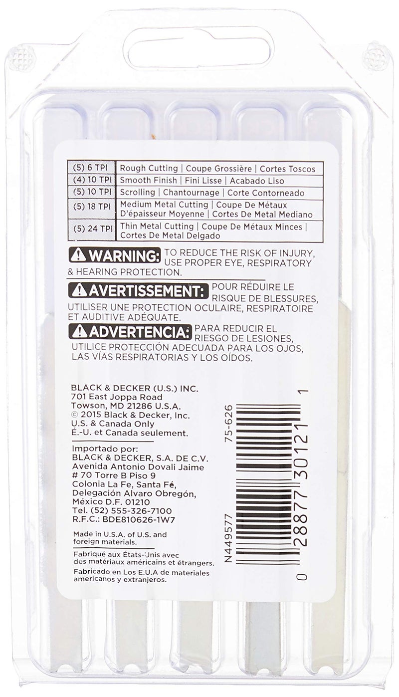 BLACK+DECKER Jigsaw Blades Set, Assorted, Wood and Metal, 24-Pack (75-626) - Image 3