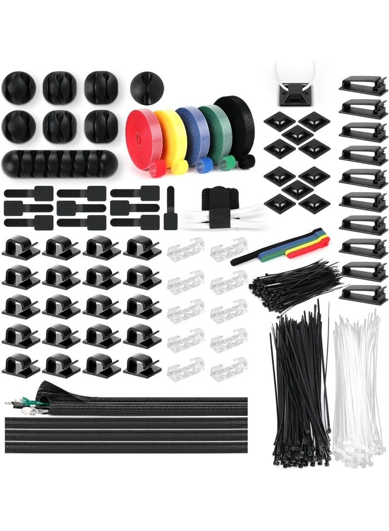 Baytion 404PCS Cable Management Kit,Baytion Cable Organizer,Cable Holder,Cable Management,Wire Organizer,Electrical Cable Ties,Cable Straps,Cable Sleeves,Electrical Cable Wall Clips for Home&Office - Image 1
