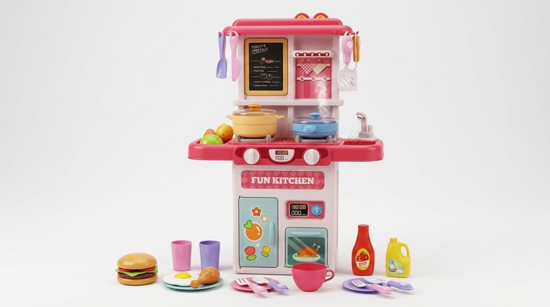 general The 50-piece Kitchen Play Set 678-5 offers a complete culinary experience for children, turning everyday chores into imaginative fun. Crafted from durable, high‑quality plastic, each piece stands up to active play while remaining safe for little hands. The set includes a realistic oven, stove, kettle, plates, and ergonomic handles that mimic a real kitchen environment. By role‑playing with this kitchen, children boost creativity, learn basic life skills, and enhance their social interaction abilities. - Image 5