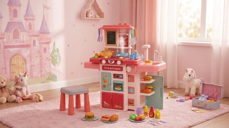 general The 50-piece Kitchen Play Set 678-5 offers a complete culinary experience for children, turning everyday chores into imaginative fun. Crafted from durable, high‑quality plastic, each piece stands up to active play while remaining safe for little hands. The set includes a realistic oven, stove, kettle, plates, and ergonomic handles that mimic a real kitchen environment. By role‑playing with this kitchen, children boost creativity, learn basic life skills, and enhance their social interaction abilities. - Image 2